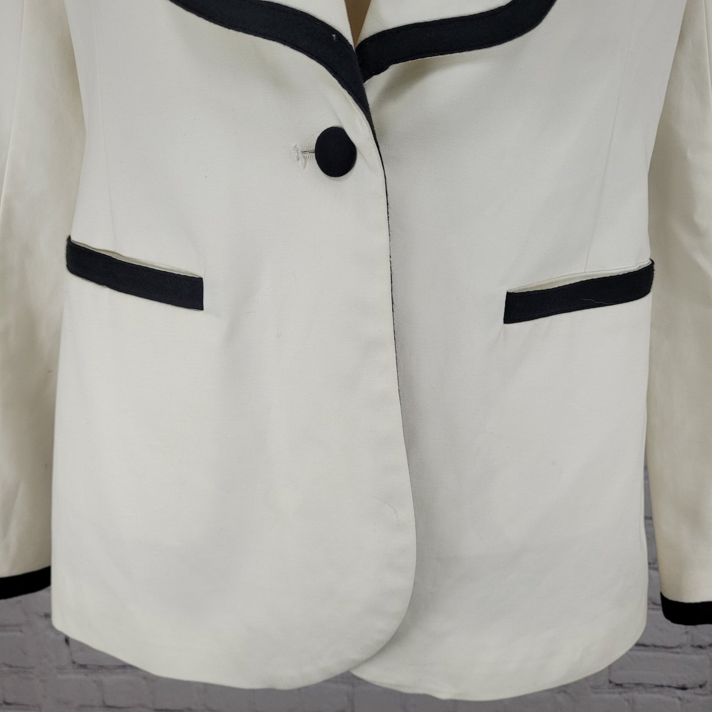 William Rast Ivory & Black 1 Button Double Vented Blazer Jacket Size Small S