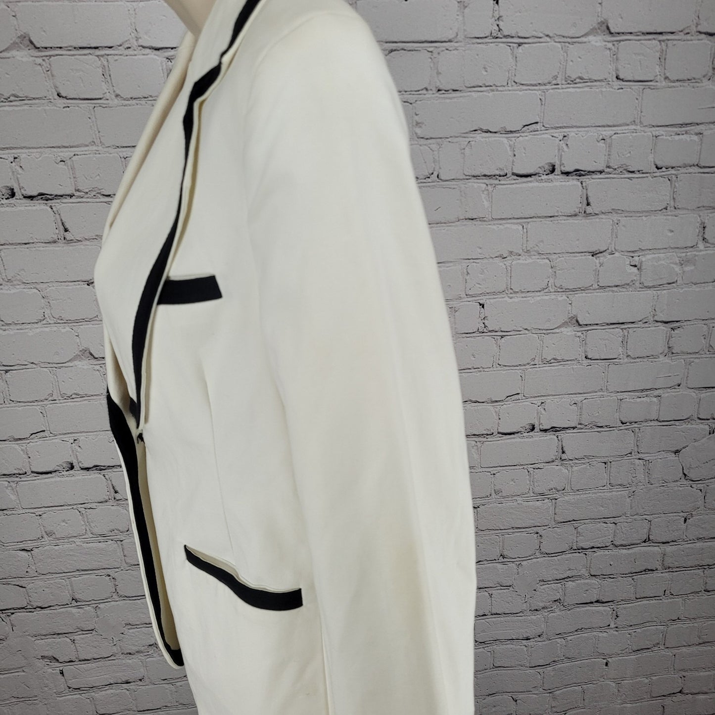 William Rast Ivory & Black 1 Button Double Vented Blazer Jacket Size Small S