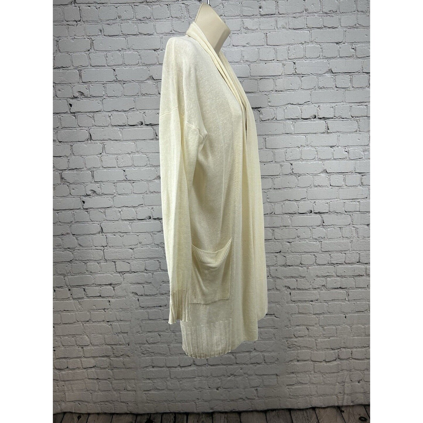 J. Crew Ivory Lightweight Drapey Linen Blend Knit Sweater Cardigan Women’s S