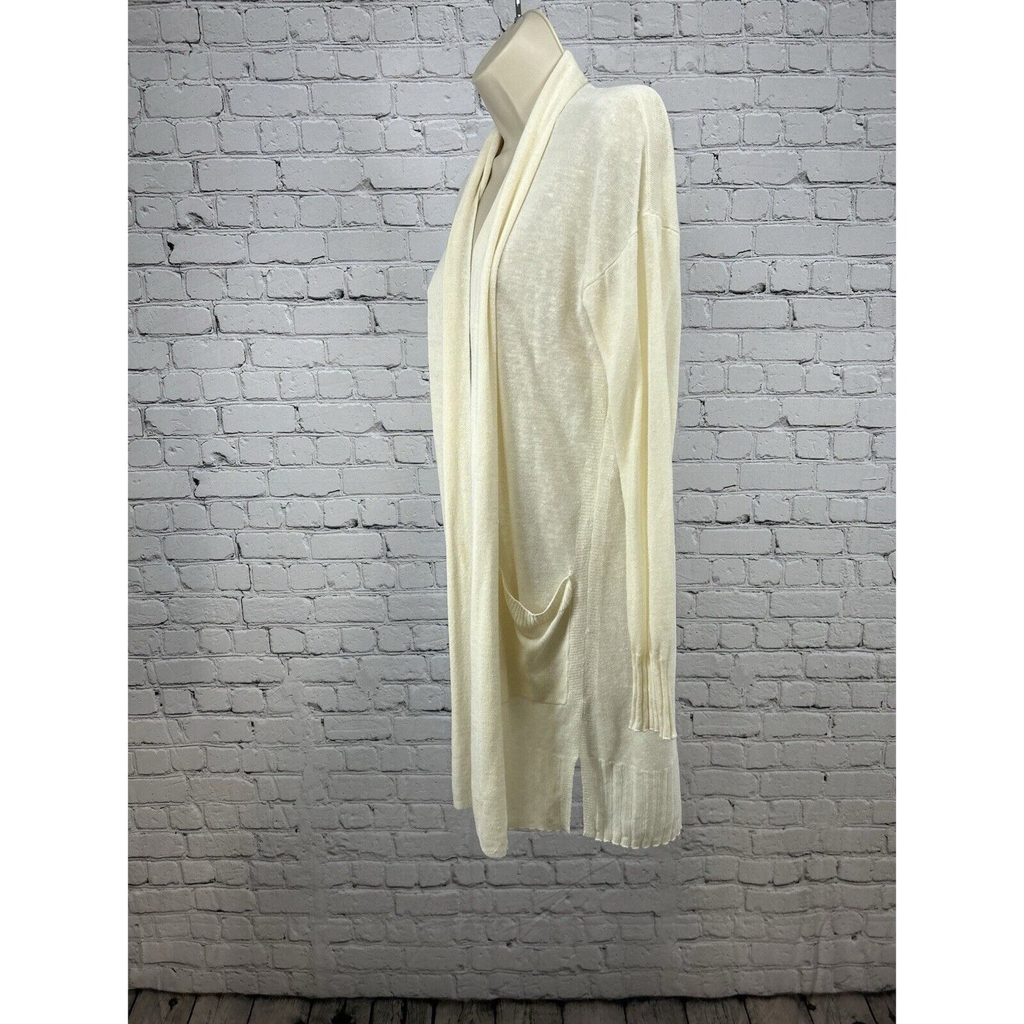J. Crew Ivory Lightweight Drapey Linen Blend Knit Sweater Cardigan Women’s S
