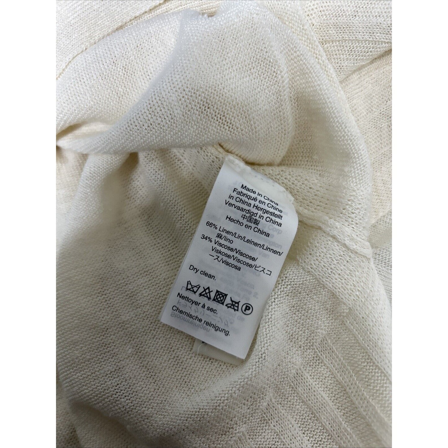 J. Crew Ivory Lightweight Drapey Linen Blend Knit Sweater Cardigan Women’s S