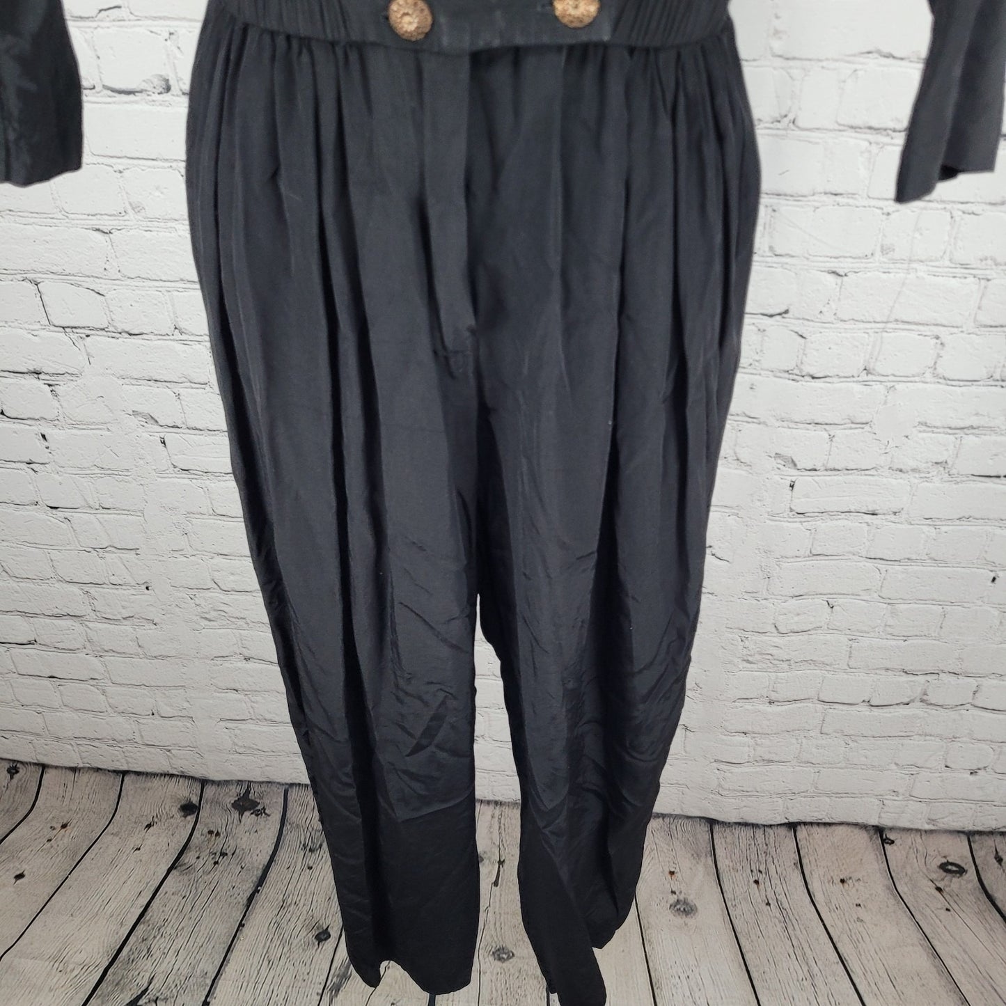 VTG En Focus Black 3/4 Sleeve Embellished Collar Lightweight Jumper Size XS