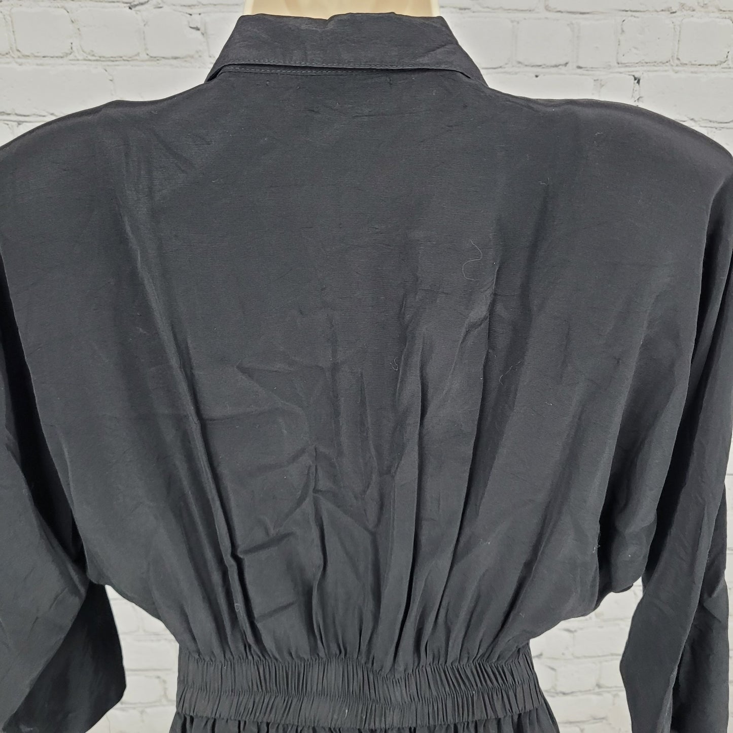 VTG En Focus Black 3/4 Sleeve Embellished Collar Lightweight Jumper Size XS