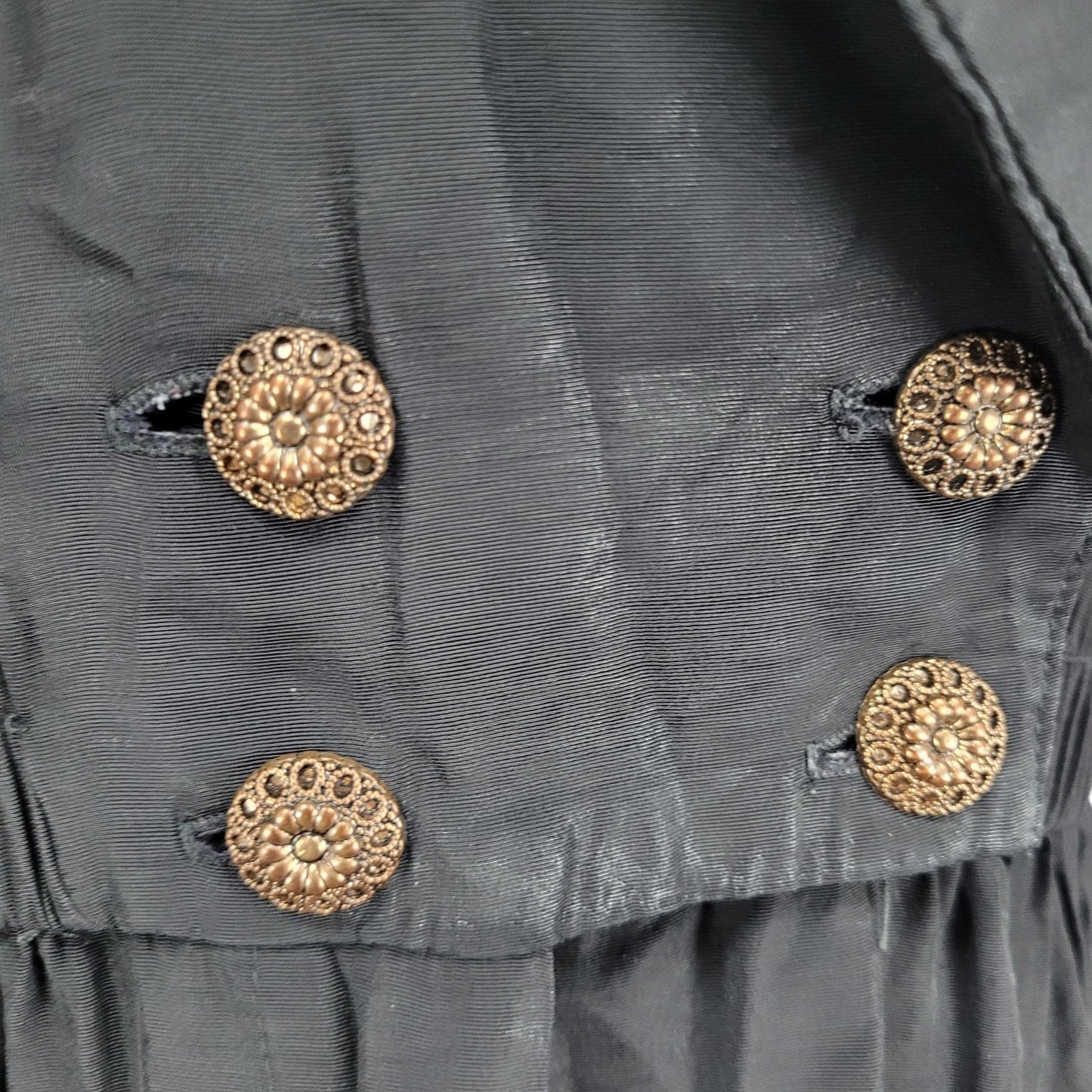 VTG En Focus Black 3/4 Sleeve Embellished Collar Lightweight Jumper Size XS