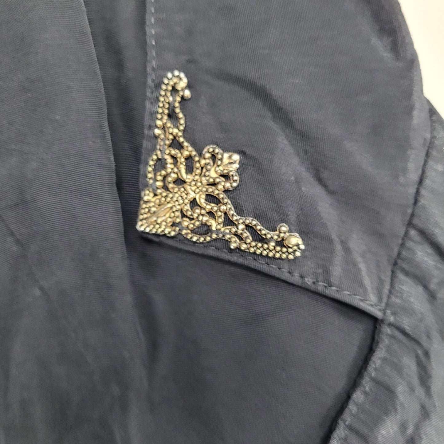 VTG En Focus Black 3/4 Sleeve Embellished Collar Lightweight Jumper Size XS