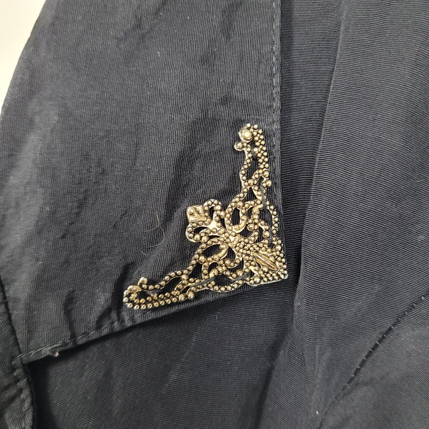 VTG En Focus Black 3/4 Sleeve Embellished Collar Lightweight Jumper Size XS