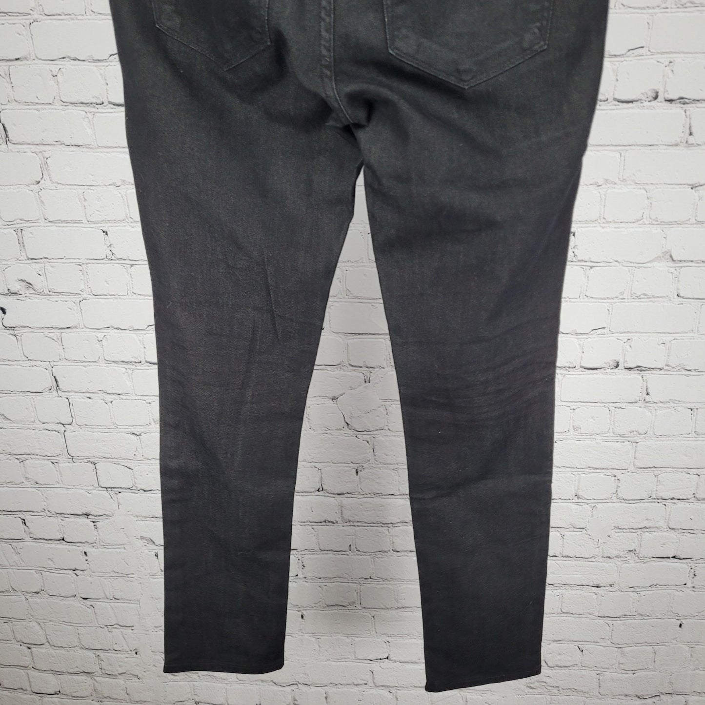 Paige Black Denim Comfort Stretch Blue Heights Low Rise 12” Peg Jeans 27 (30x30)