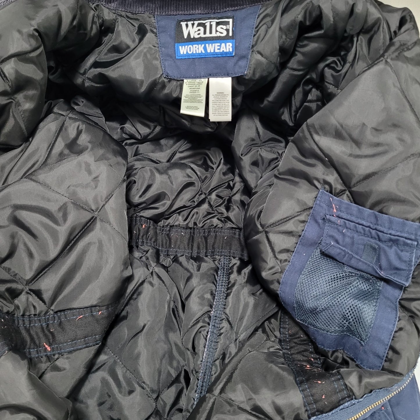 Walls Workwear Navy 100% Cotton Insulated Corduroy Collar Coveralls Size XLT