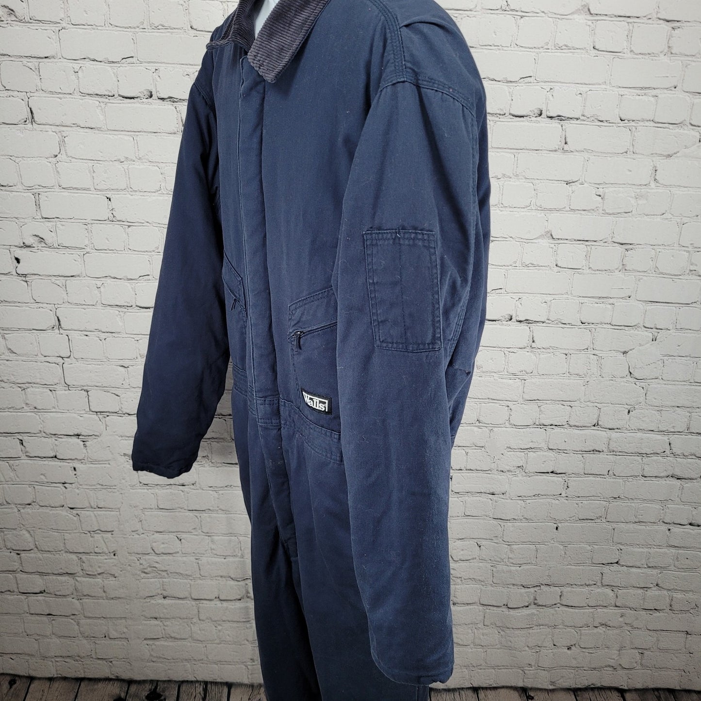 Walls Workwear Navy 100% Cotton Insulated Corduroy Collar Coveralls Size XLT