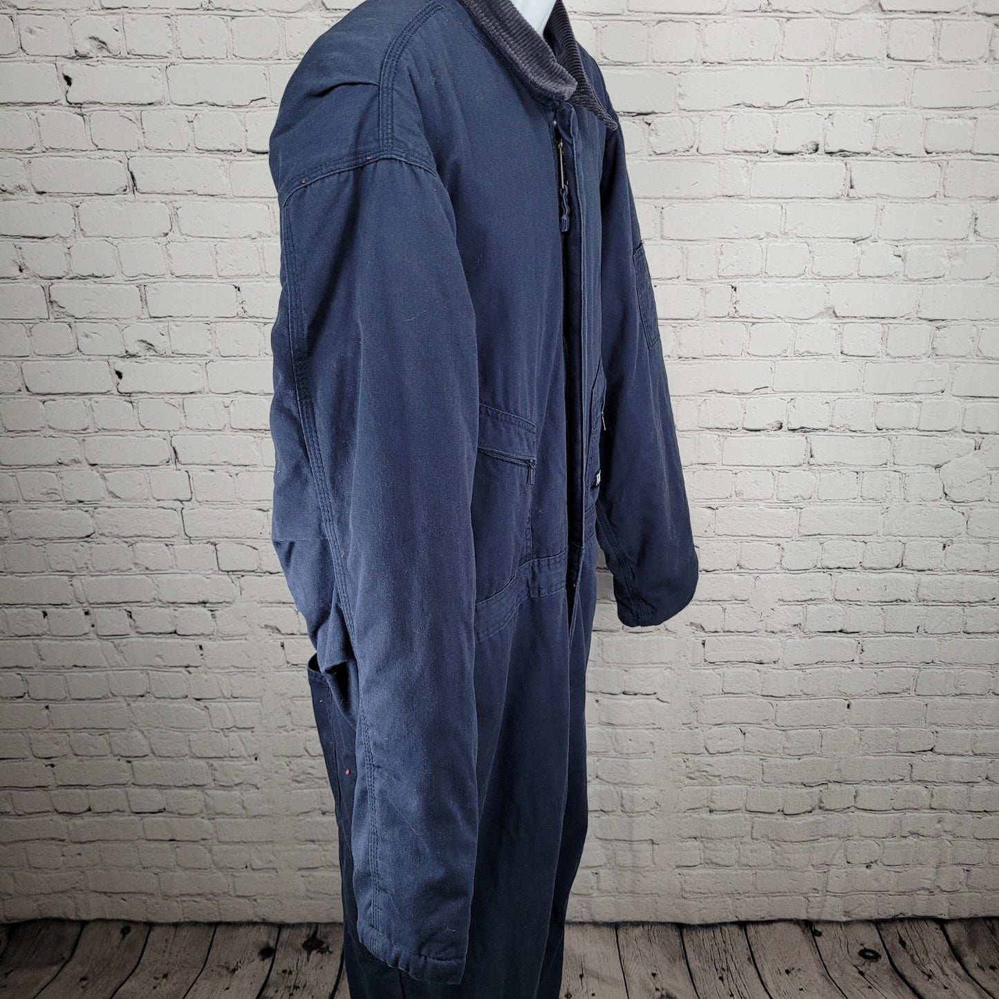 Walls Workwear Navy 100% Cotton Insulated Corduroy Collar Coveralls Size XLT