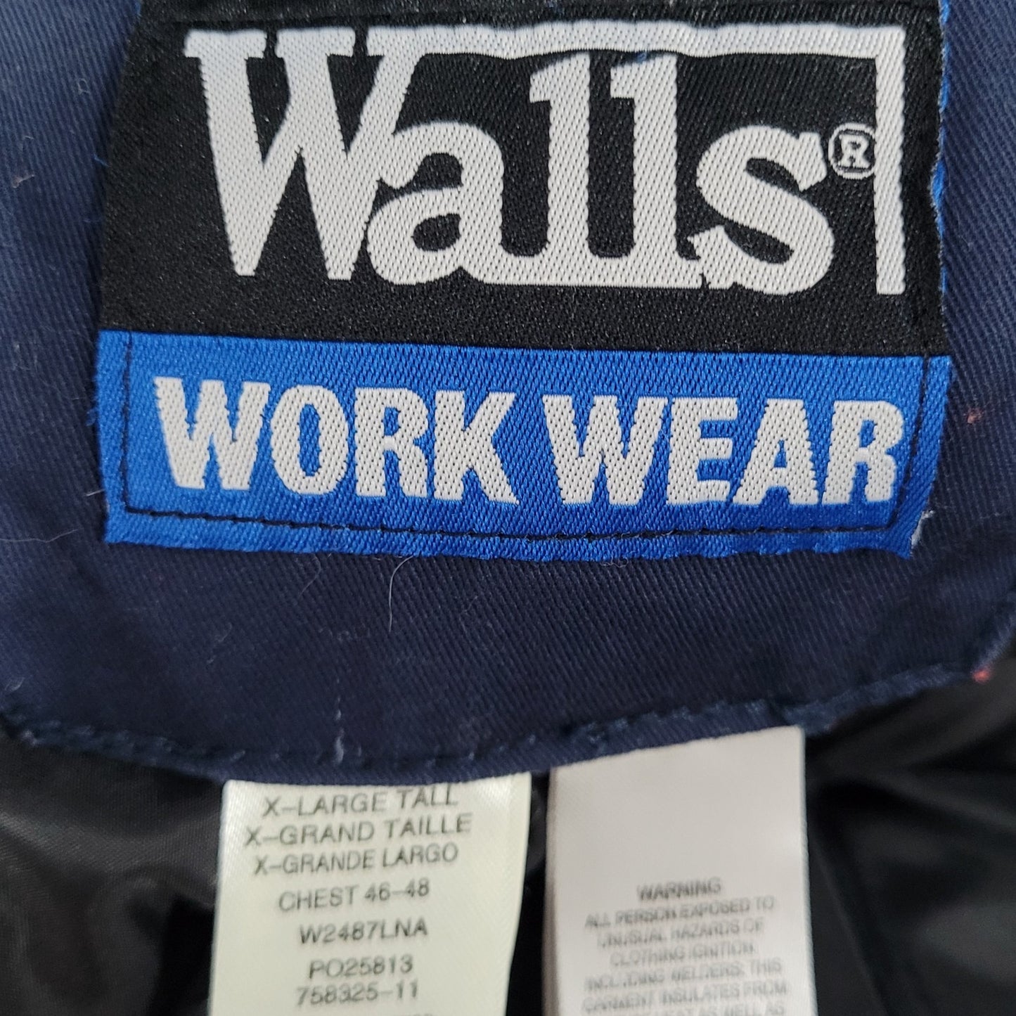 Walls Workwear Navy 100% Cotton Insulated Corduroy Collar Coveralls Size XLT