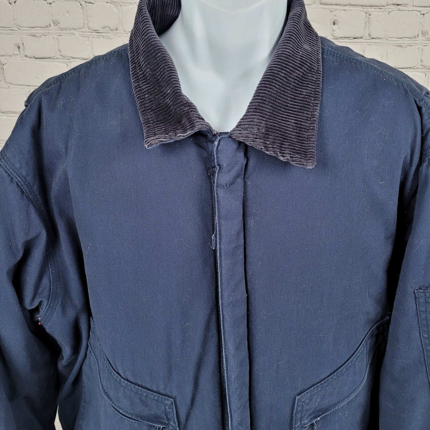 Walls Workwear Navy 100% Cotton Insulated Corduroy Collar Coveralls Size XLT