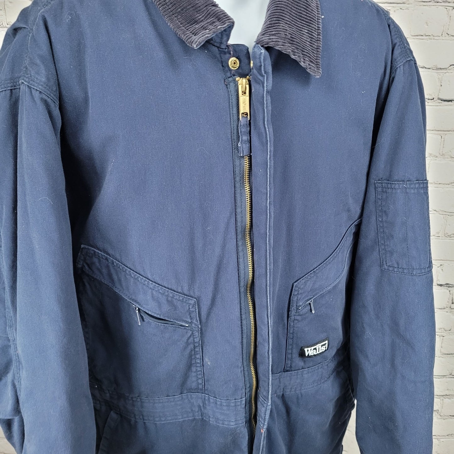 Walls Workwear Navy 100% Cotton Insulated Corduroy Collar Coveralls Size XLT
