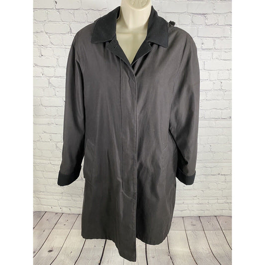 London Fog Black Water Repellent Button Up Coat Jacket W Warmer Yoke Women’s M
