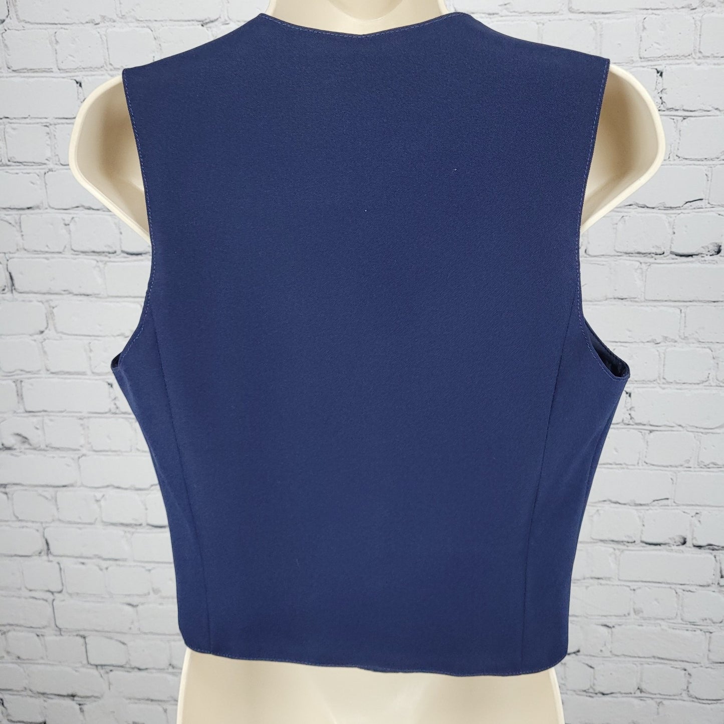 VTG Pan-ter Navy 100% Wool Shawl Lapel Buttoned Lined Vest Union Made Size 11/12