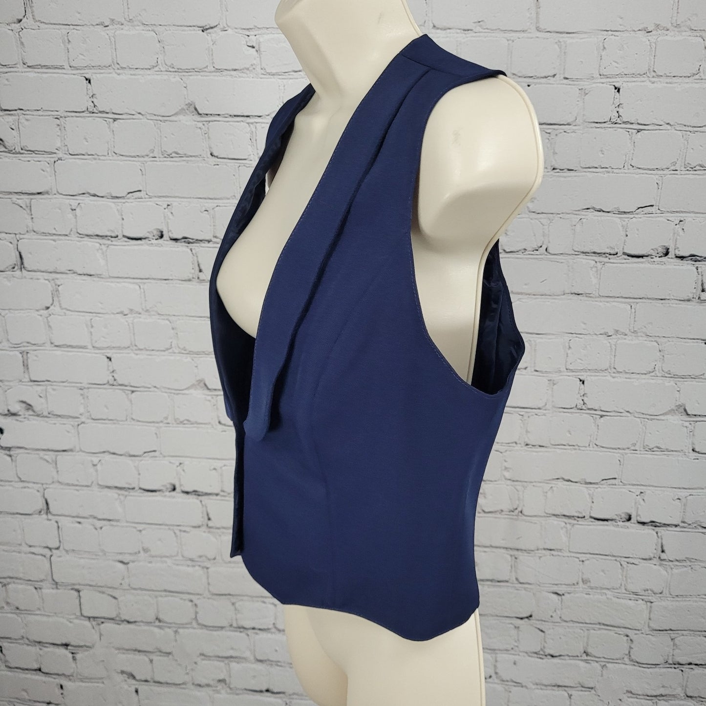 VTG Pan-ter Navy 100% Wool Shawl Lapel Buttoned Lined Vest Union Made Size 11/12