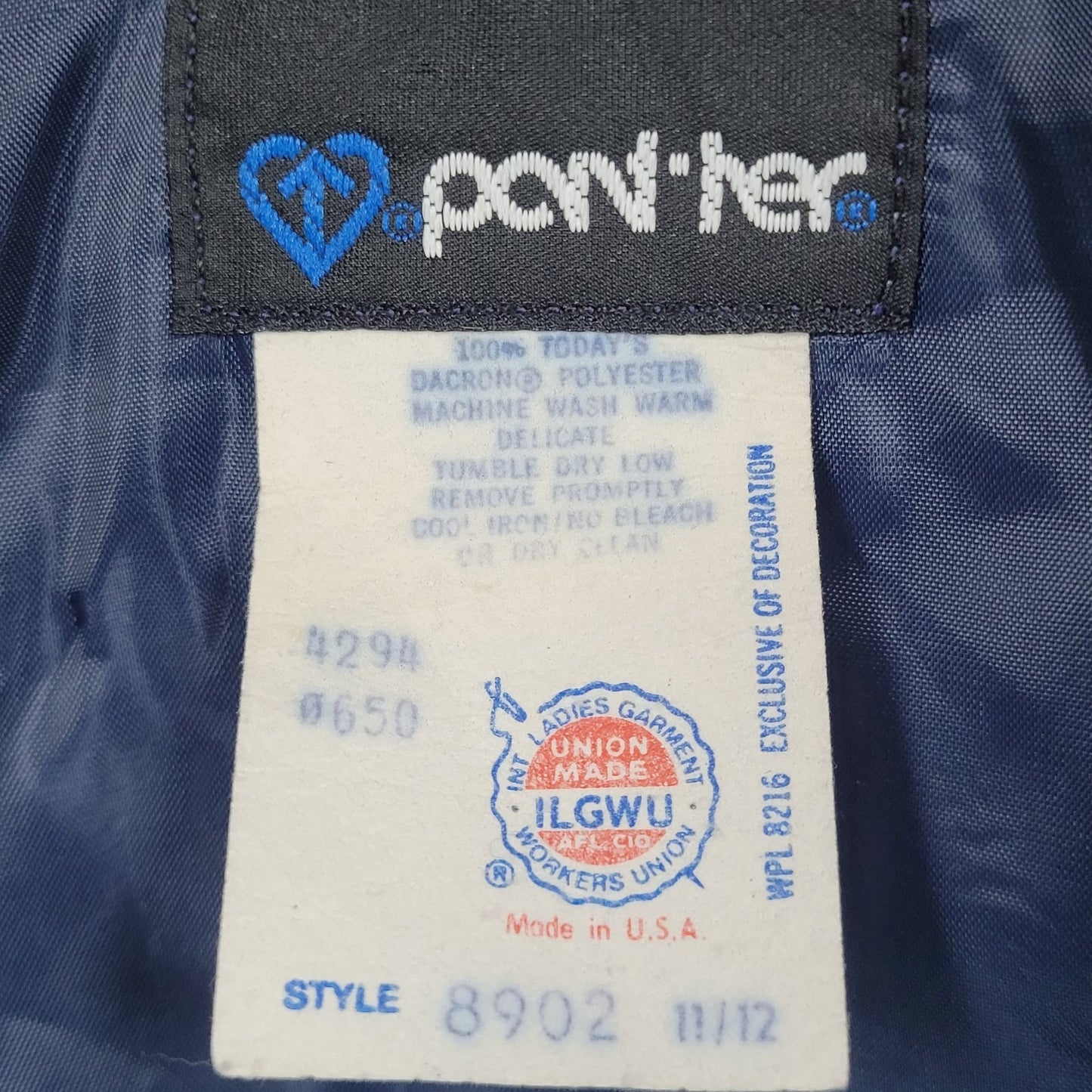 VTG Pan-ter Navy 100% Wool Shawl Lapel Buttoned Lined Vest Union Made Size 11/12