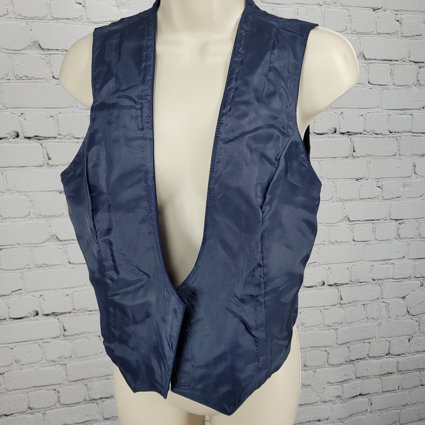 VTG Pan-ter Navy 100% Wool Shawl Lapel Buttoned Lined Vest Union Made Size 11/12