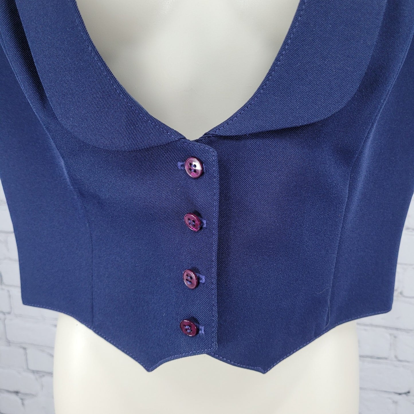 VTG Pan-ter Navy 100% Wool Shawl Lapel Buttoned Lined Vest Union Made Size 11/12