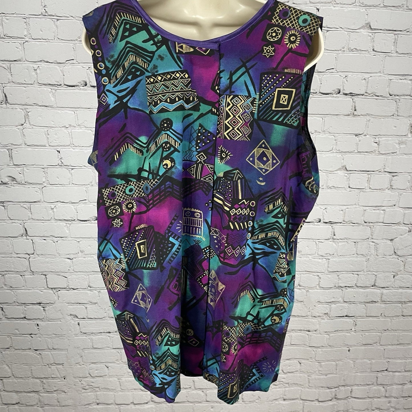VTG FAD Purple Gold Retro Wearable Art Tunic Top Kimono Jacket Set USA Large L