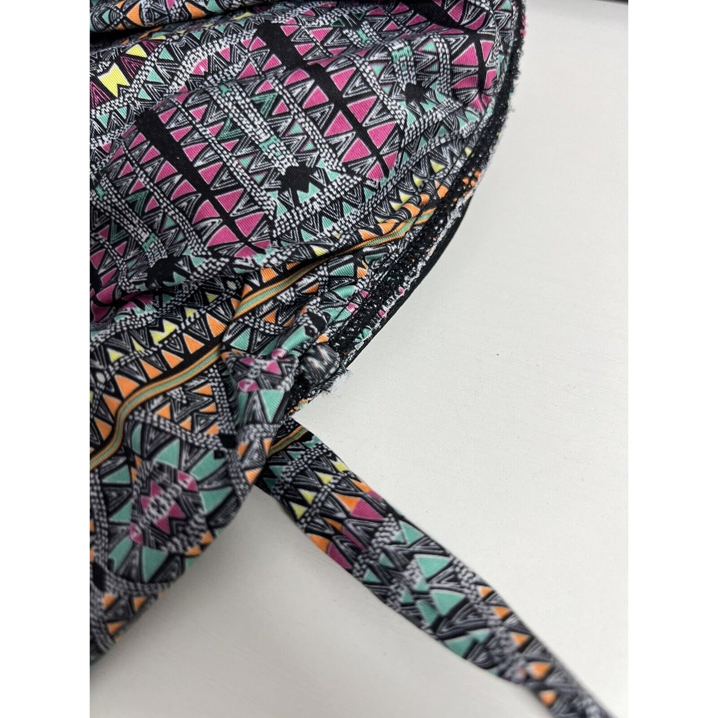 O'NEILL RUFFLE TIE BANDEAU STRAPLESS BIKINI SWIM TOP MULTICOLOR TRIBAL MEDIUM M