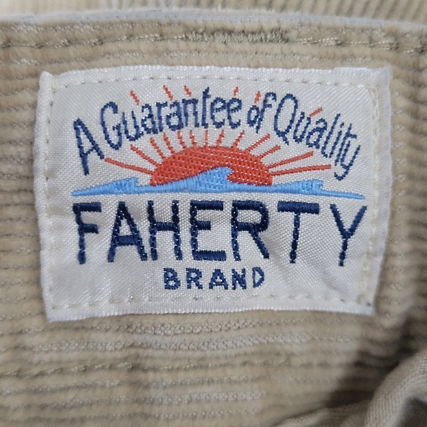 Faherty Tan Organic Cotton Corduroy Stretch Straight Leg Chino Pants 35 (35x33)