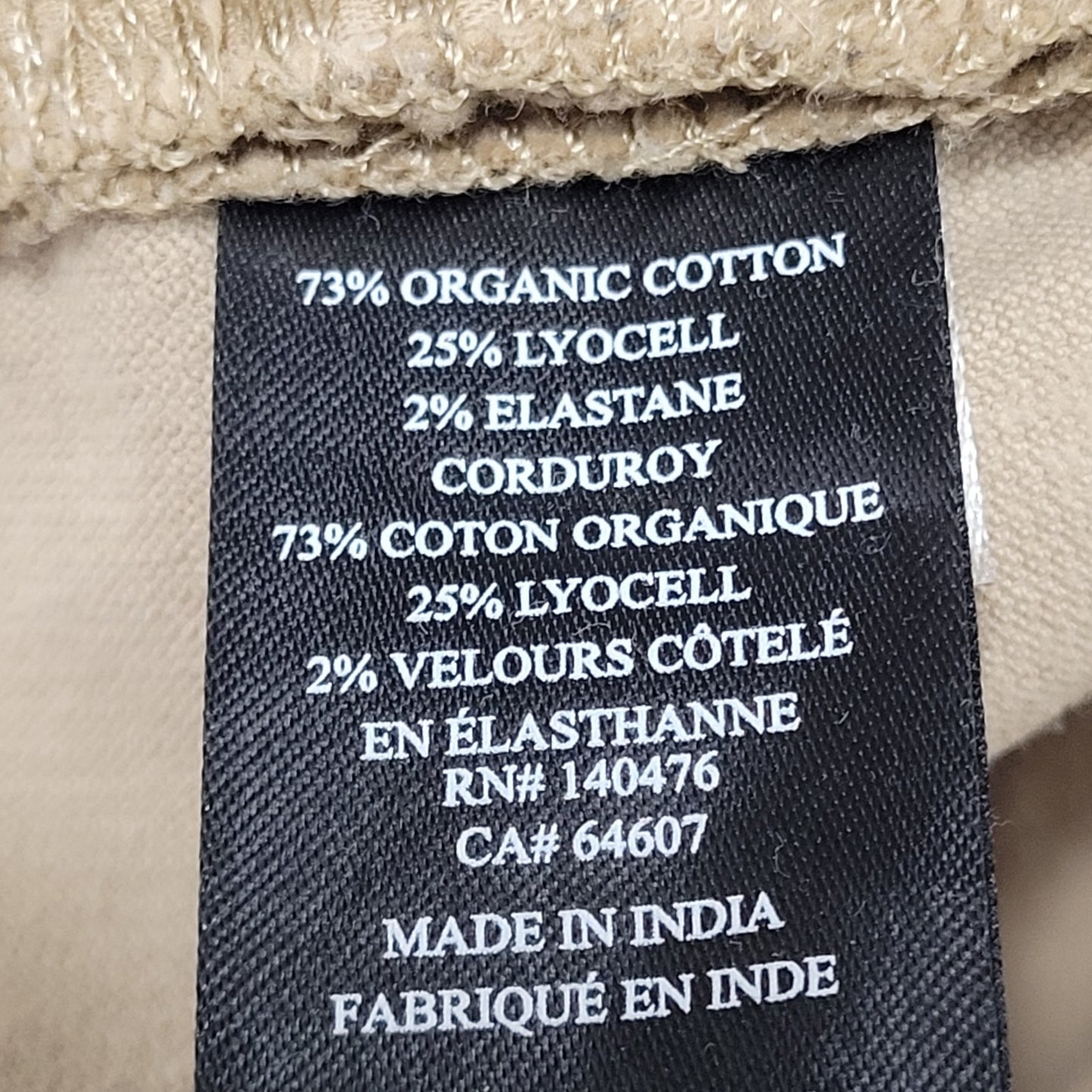 Faherty Tan Organic Cotton Corduroy Stretch Straight Leg Chino Pants 35 (35x33)