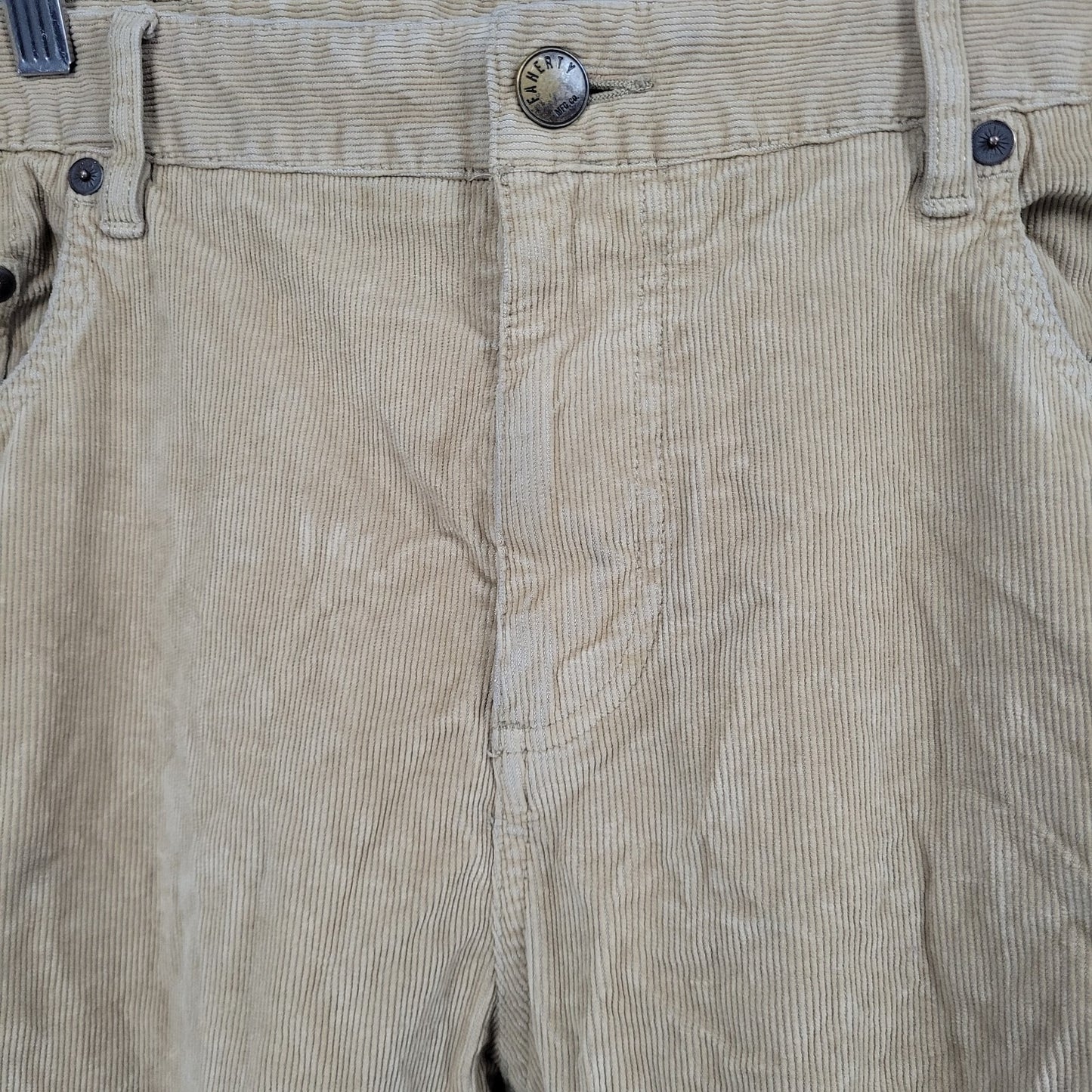 Faherty Tan Organic Cotton Corduroy Stretch Straight Leg Chino Pants 35 (35x33)