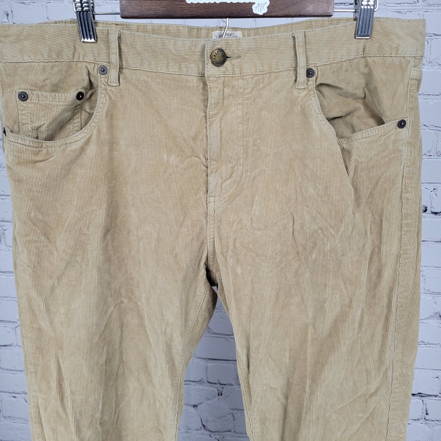 Faherty Tan Organic Cotton Corduroy Stretch Straight Leg Chino Pants 35 (35x33)