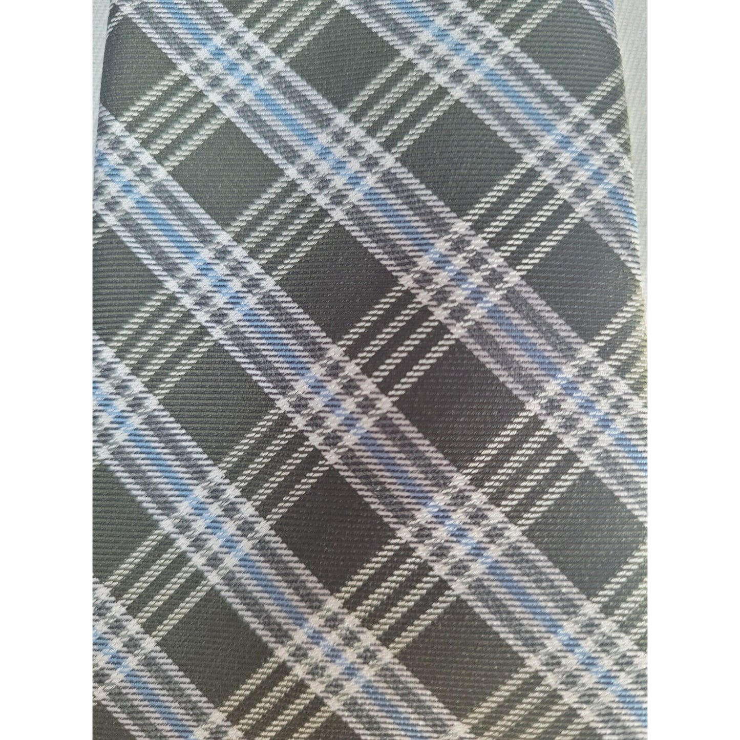 Jos A Bank Heritage Collection Metallic Green Blue Plaid 100% Silk 59" X 3"