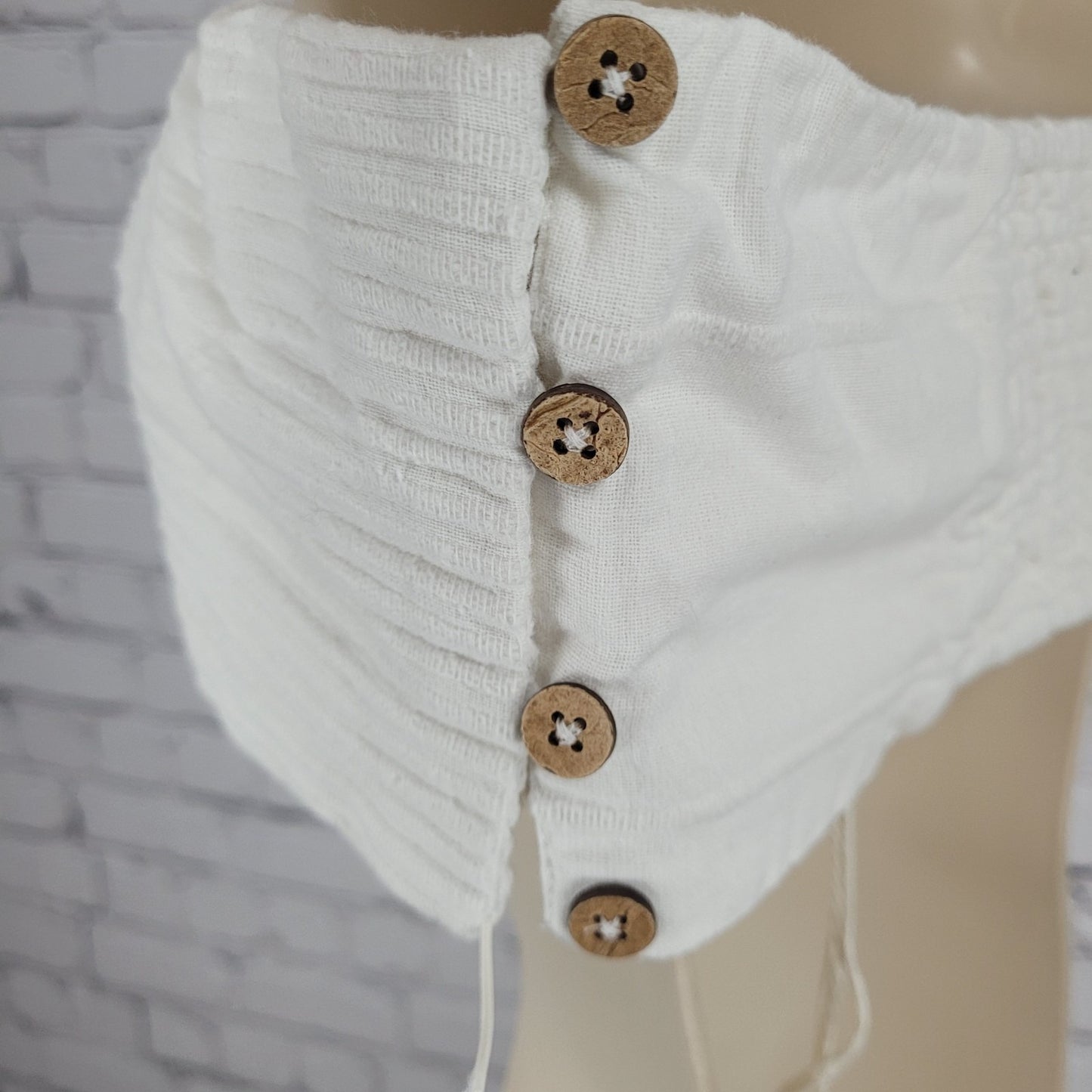 Free People Off White 100% Cotton Smocked Buttoned Tube Top Size Large L