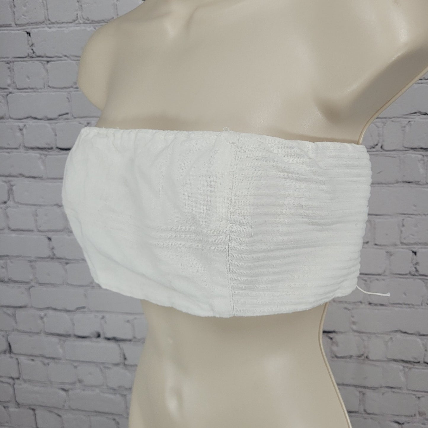 Free People Off White 100% Cotton Smocked Buttoned Tube Top Size Large L