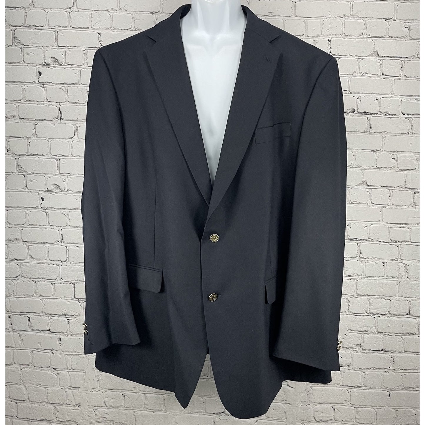 Nicklaus Dark Blue Worsted Wool Blend 2 Metal Button Blazer Sport Coat Size 50L