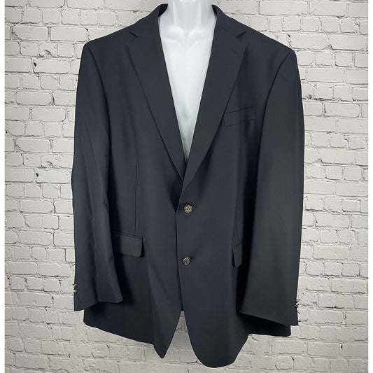 Nicklaus Dark Blue Worsted Wool Blend 2 Metal Button Blazer Sport Coat Size 50L
