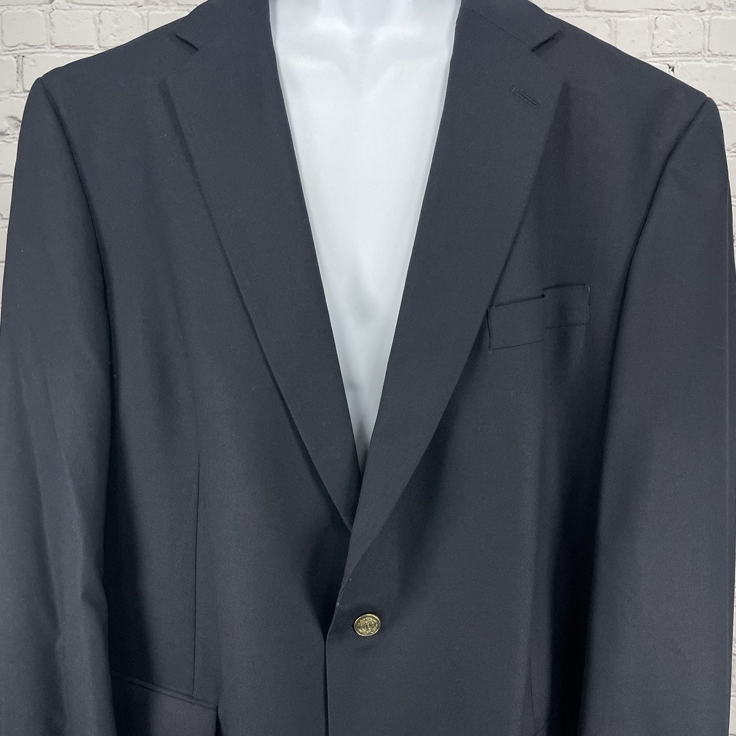 Nicklaus Dark Blue Worsted Wool Blend 2 Metal Button Blazer Sport Coat Size 50L