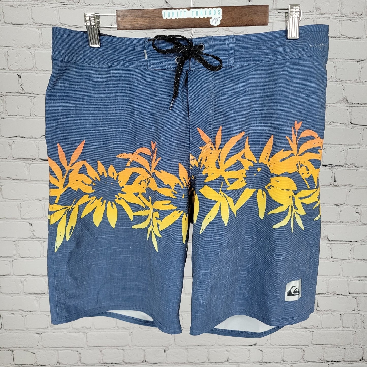 Quiksilver Blue Dry Flight High Line Stretch Board Shorts Swim Trunks Size 32x9