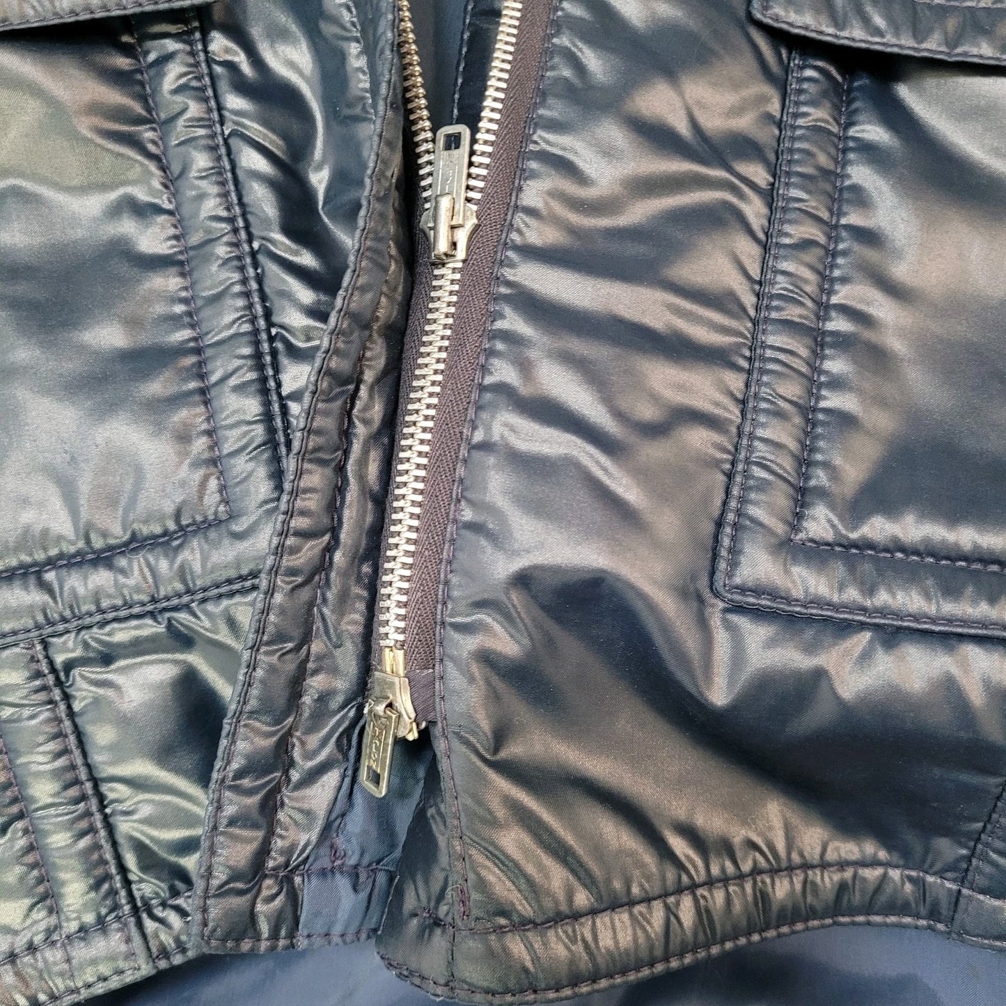 VTG Great Six By GAE Blue Retro Full Zip Belted Windbreaker Jacket Size Large L