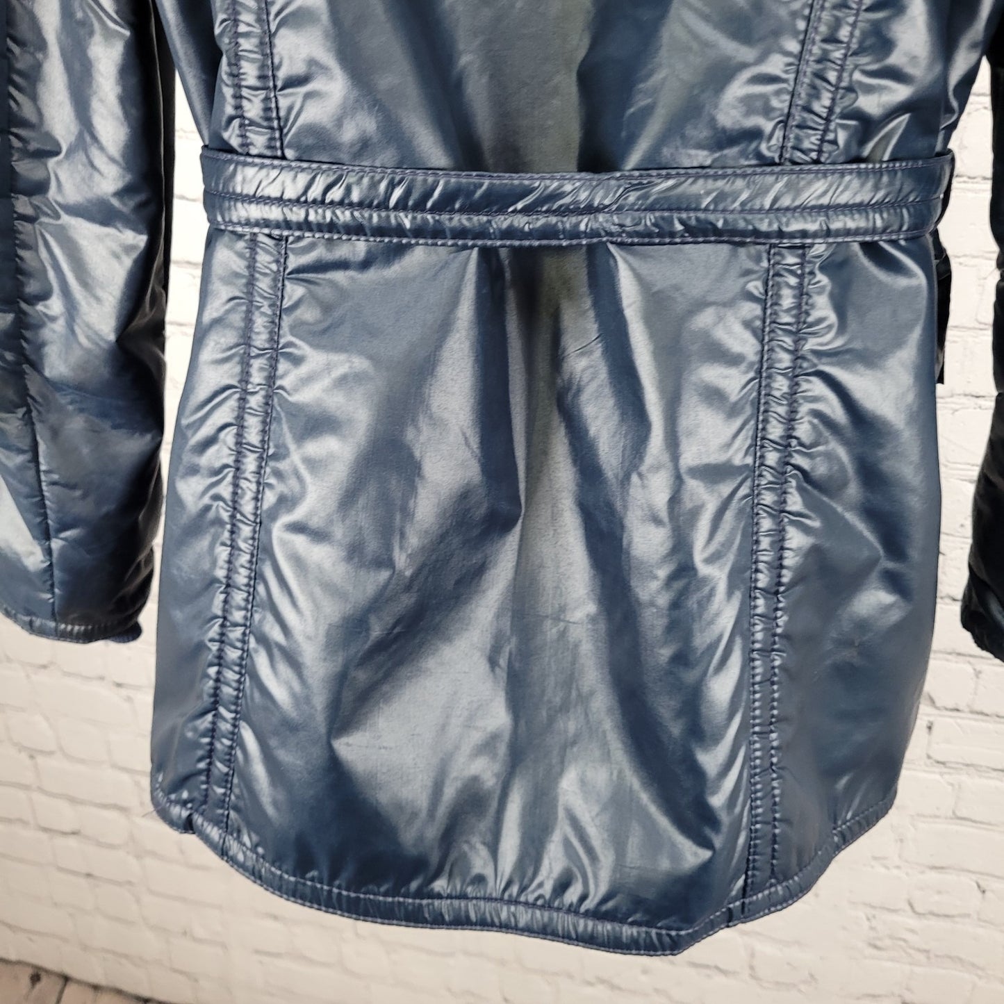 VTG Great Six By GAE Blue Retro Full Zip Belted Windbreaker Jacket Size Large L