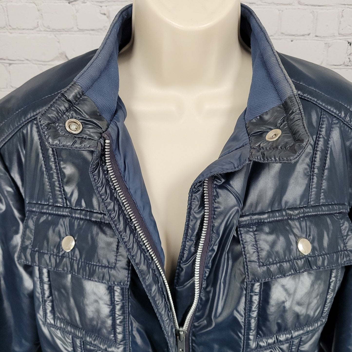 VTG Great Six By GAE Blue Retro Full Zip Belted Windbreaker Jacket Size Large L