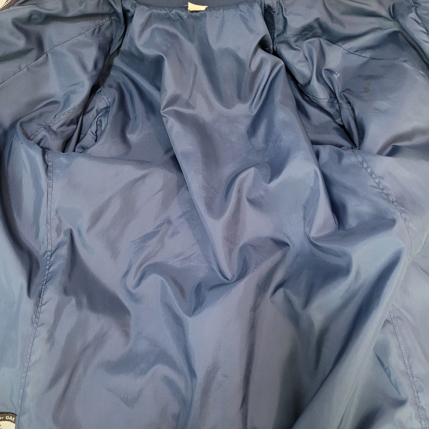 VTG Great Six By GAE Blue Retro Full Zip Belted Windbreaker Jacket Size Large L