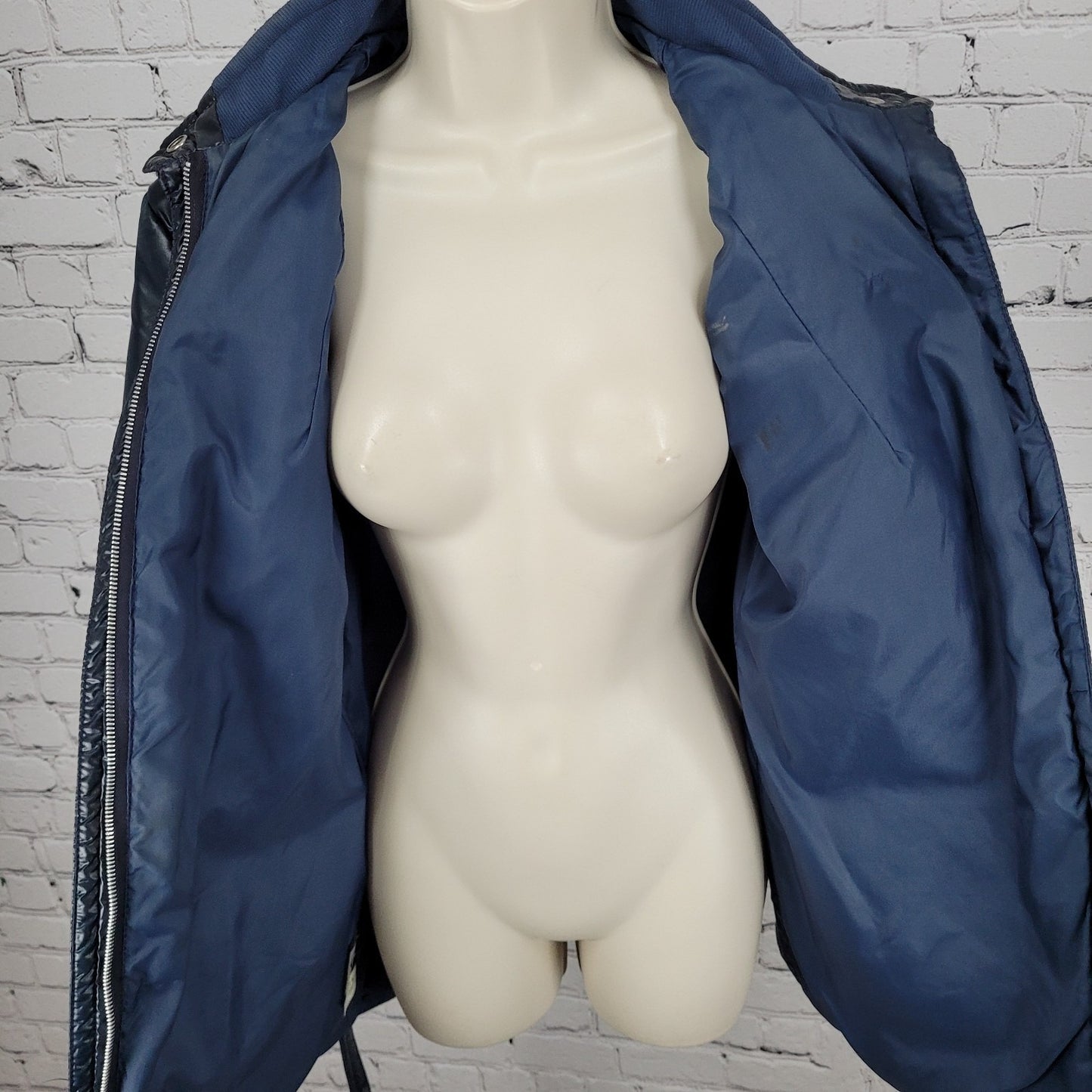 VTG Great Six By GAE Blue Retro Full Zip Belted Windbreaker Jacket Size Large L