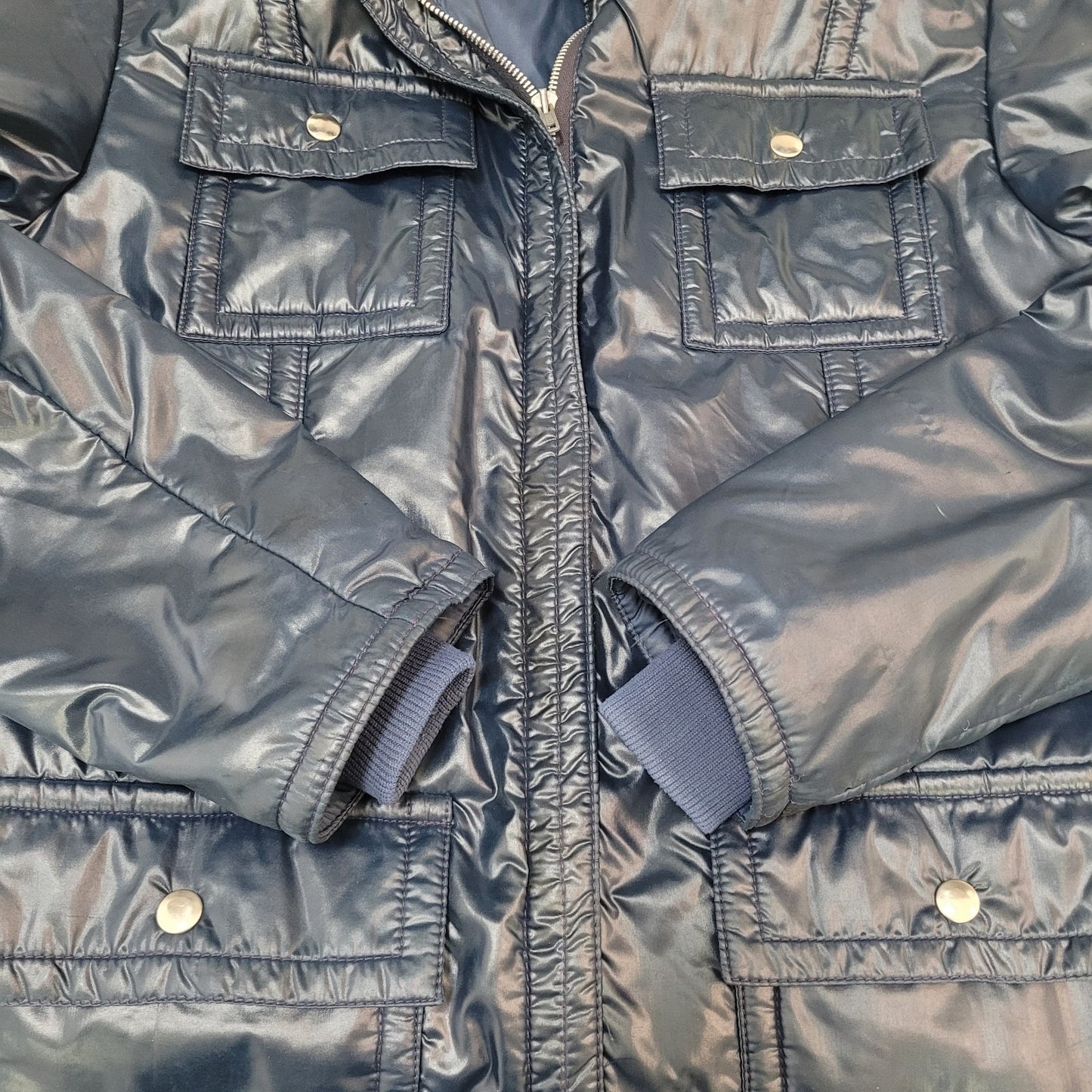 VTG Great Six By GAE Blue Retro Full Zip Belted Windbreaker Jacket Size Large L