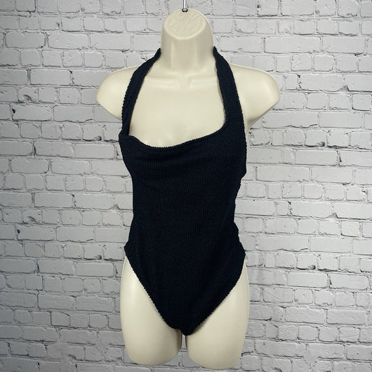 Mango MNG Swimwear Collection Black Ruffle One Piece Cheeky Size Small S