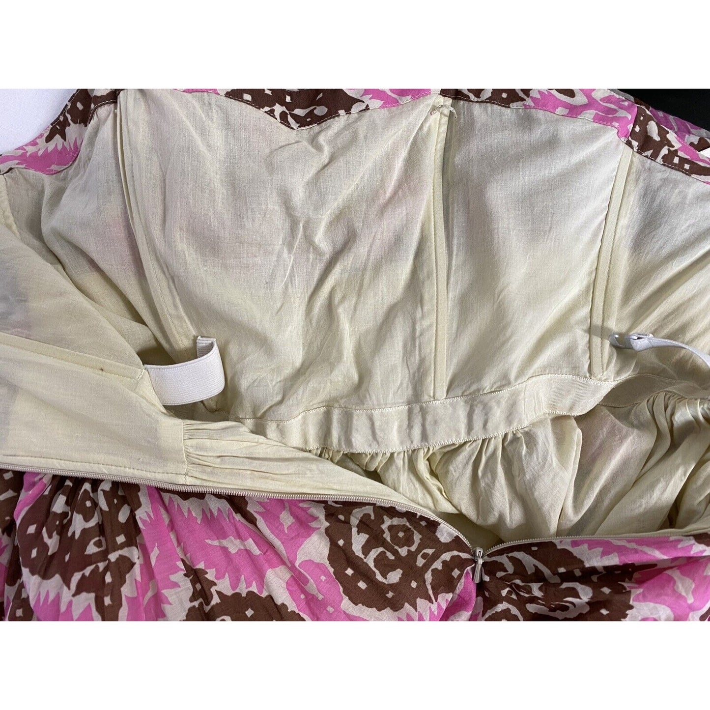Plenty by Tracy Reese Brown Pink Strapless Silk Blend Boned Zip Up Dress Size 2