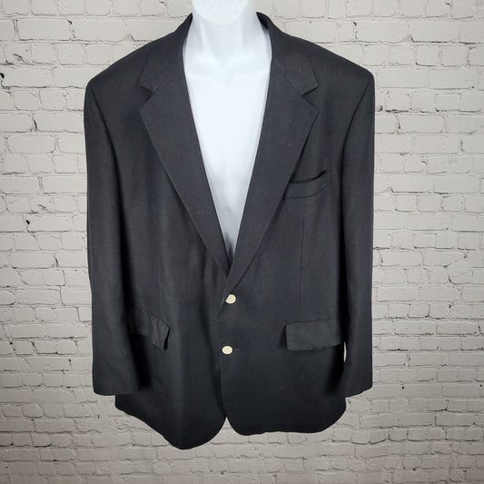 VTG Brooks Brothers Black 100% Silk 2 Button Notch Blazer USA Made Size 44L