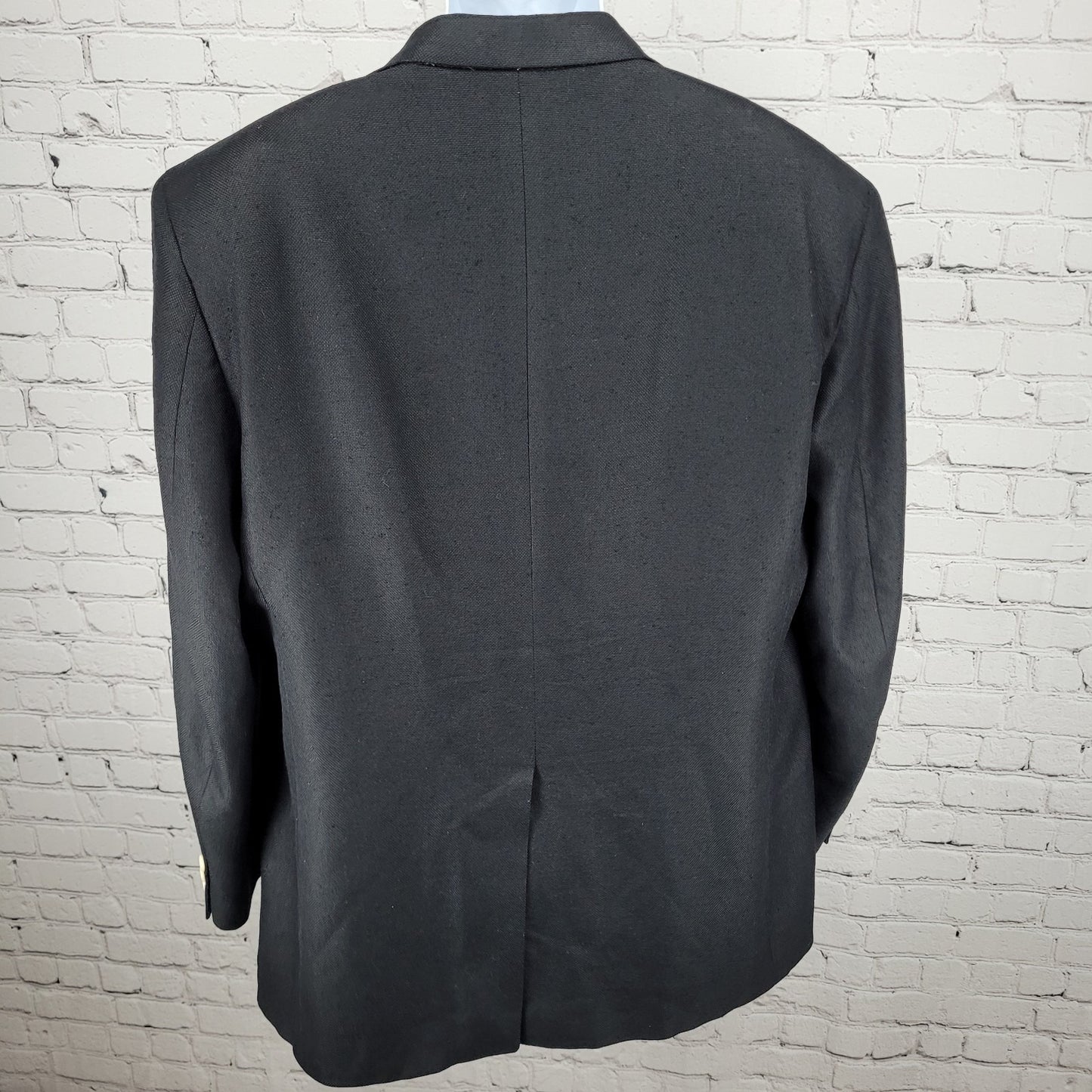 VTG Brooks Brothers Black 100% Silk 2 Button Notch Blazer USA Made Size 44L