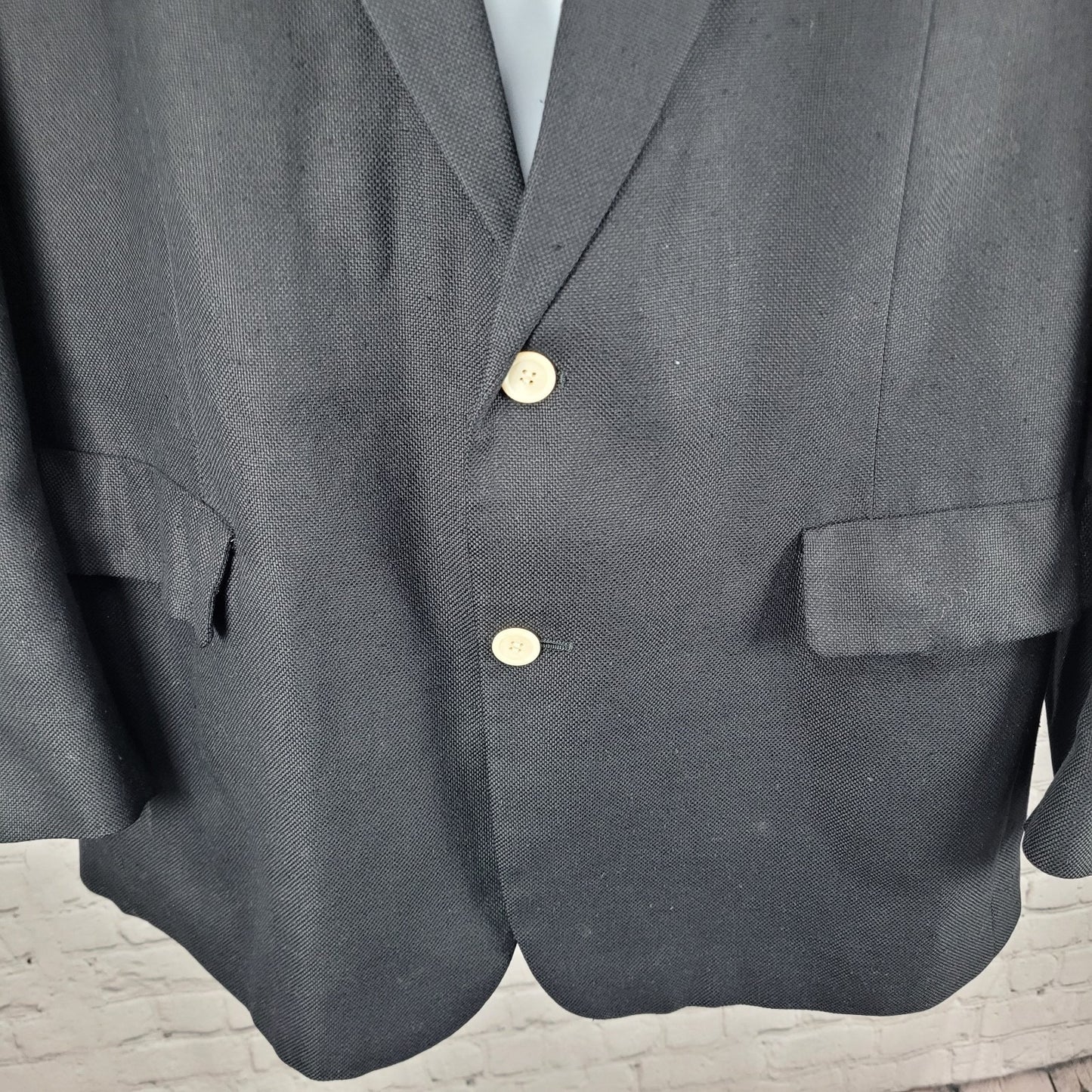 VTG Brooks Brothers Black 100% Silk 2 Button Notch Blazer USA Made Size 44L