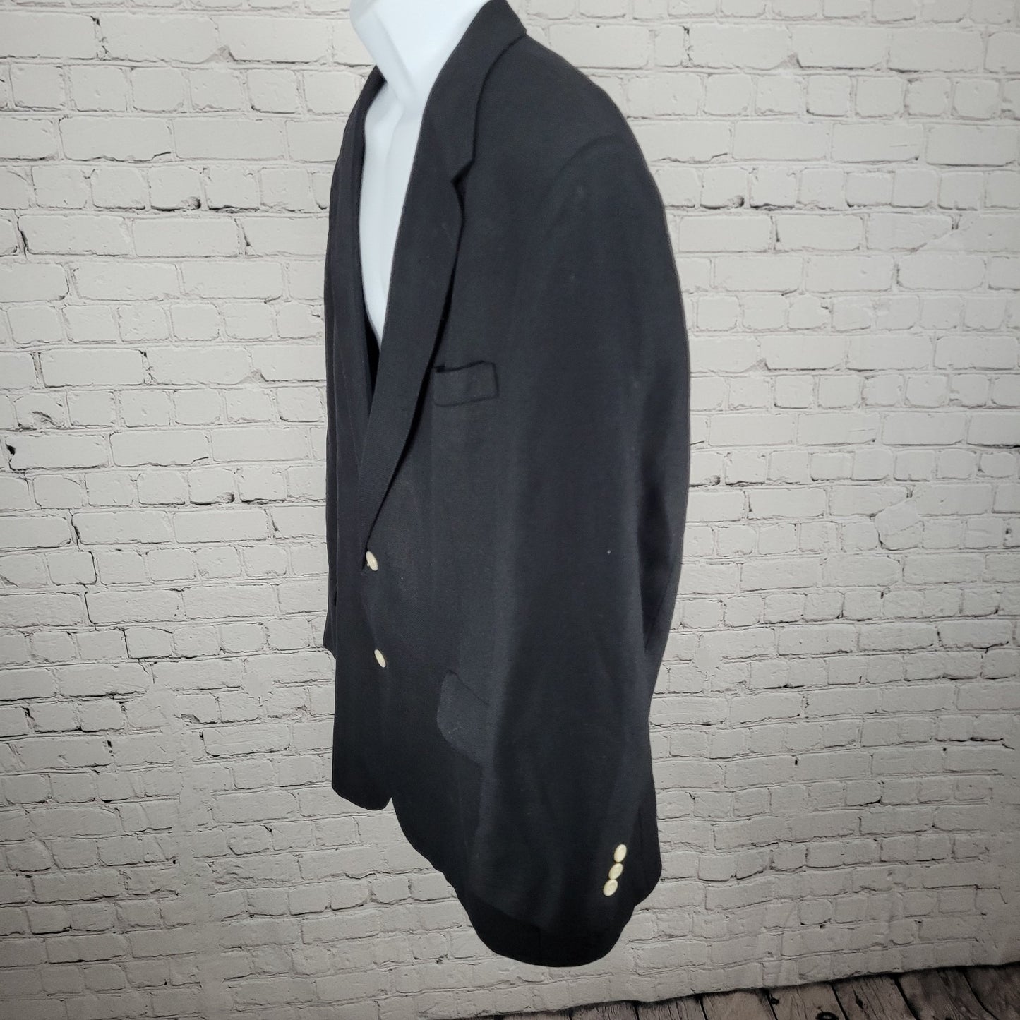 VTG Brooks Brothers Black 100% Silk 2 Button Notch Blazer USA Made Size 44L