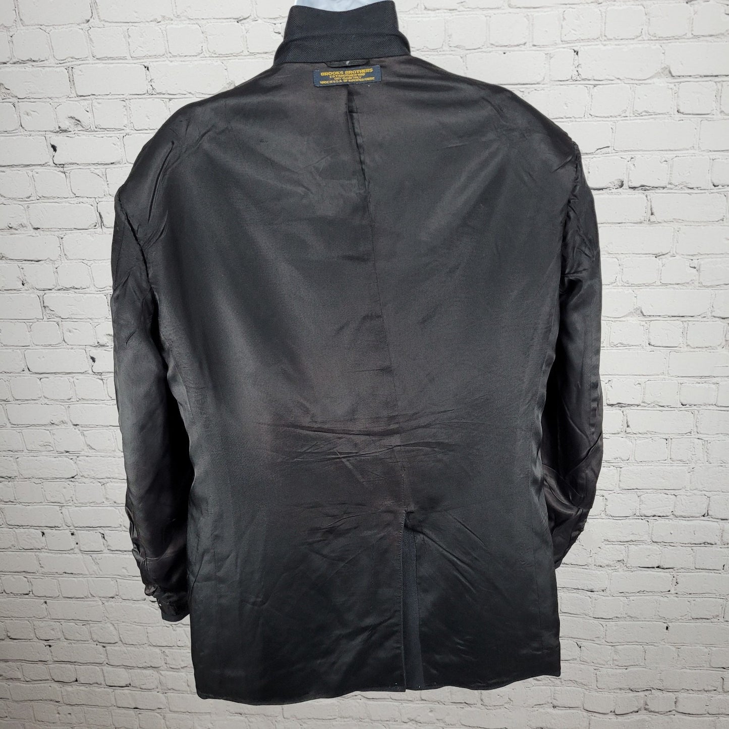 VTG Brooks Brothers Black 100% Silk 2 Button Notch Blazer USA Made Size 44L