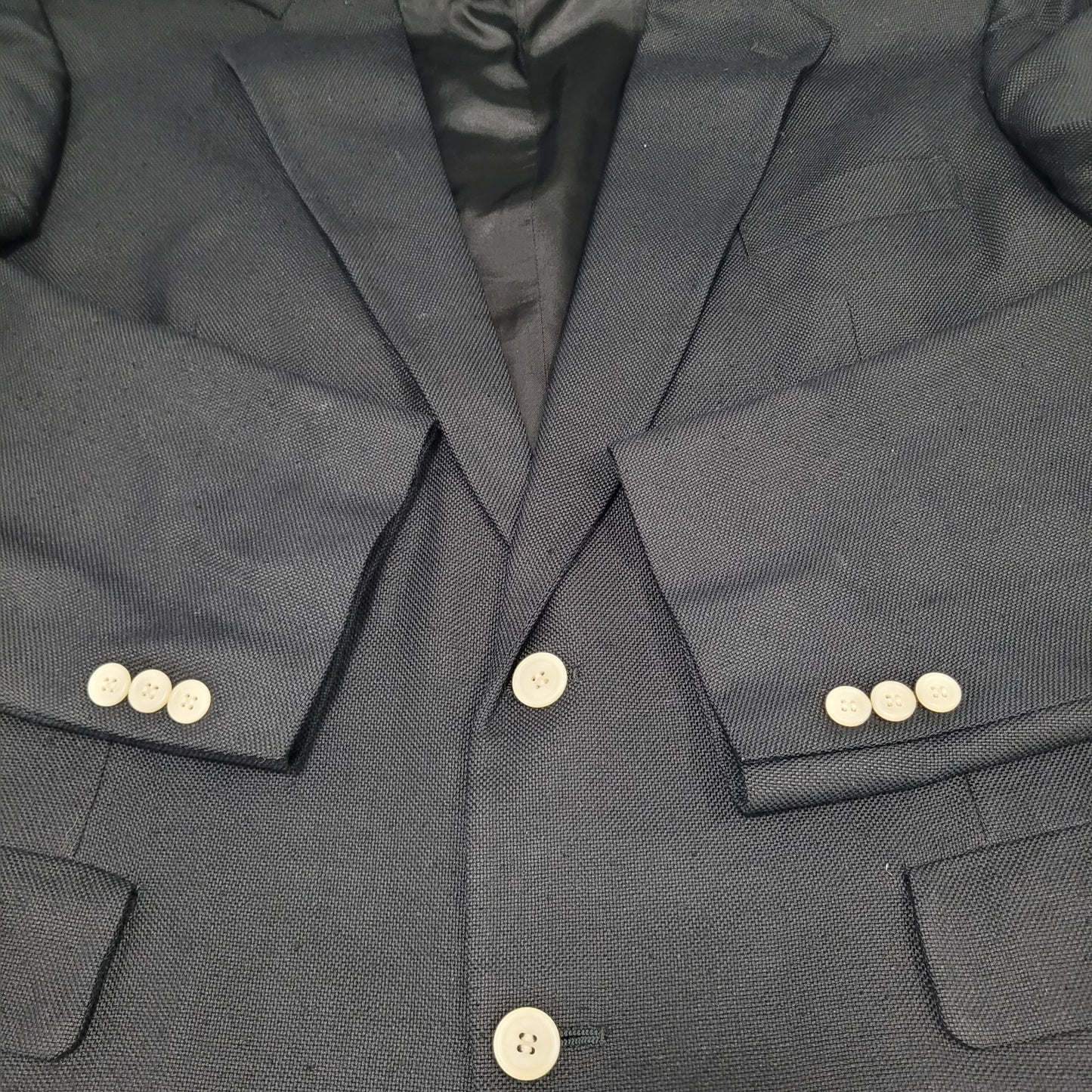 VTG Brooks Brothers Black 100% Silk 2 Button Notch Blazer USA Made Size 44L